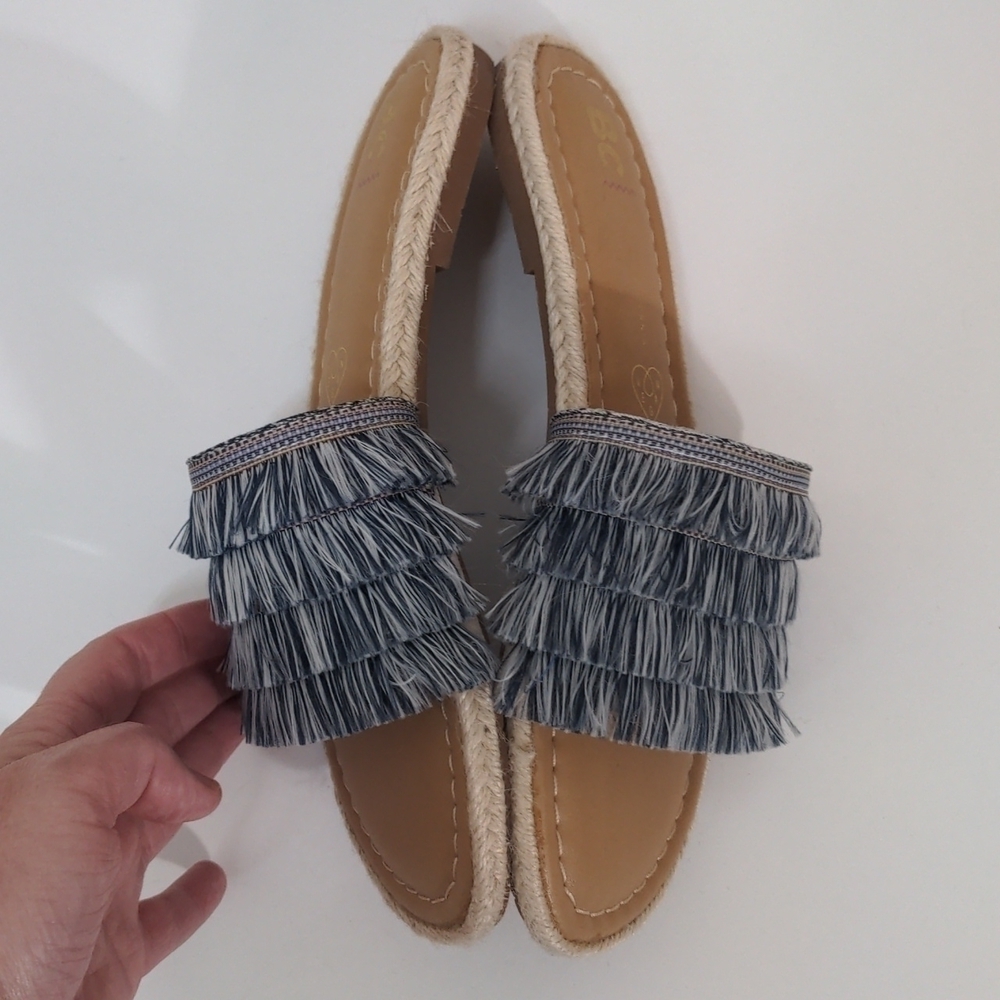 BC Born in California Vegan Fringe Espadrille Slides 7.5 - Picture 2 of 7